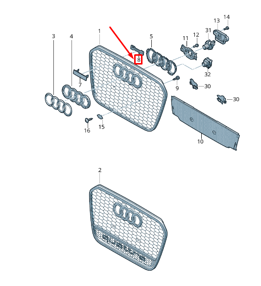 new audi rs7 sportback 4g front rs7 badge emblem securing clip 4g8853755