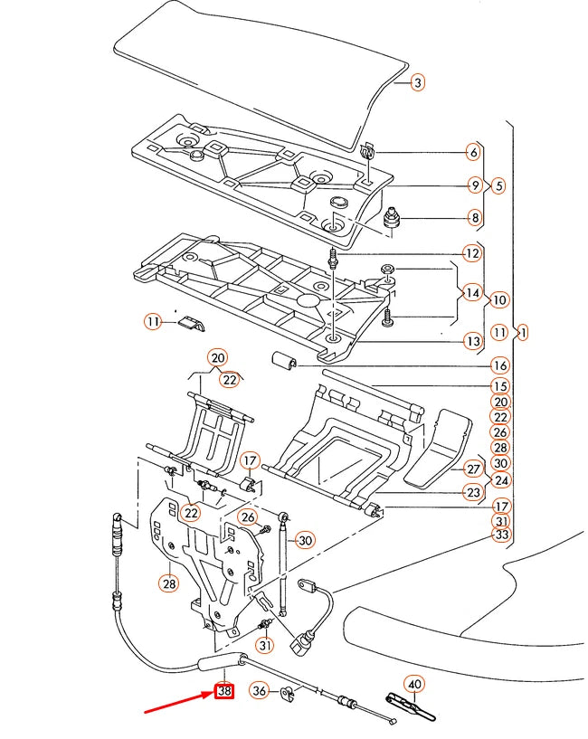 NEW VOLKSWAGEN EOS BOWDEN CABLE LEFT = RIGHT 1Q0871557E