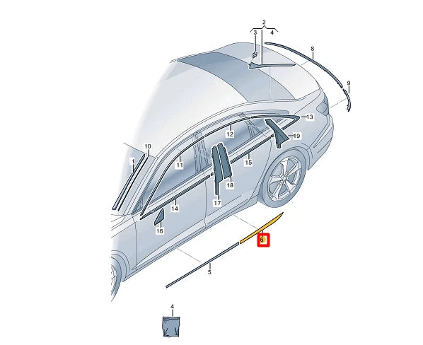 NEW AUDI A6 C8 AVANT REAR RIGHT DOOR COVER TRIM 4K9853970GRU ORIGINAL