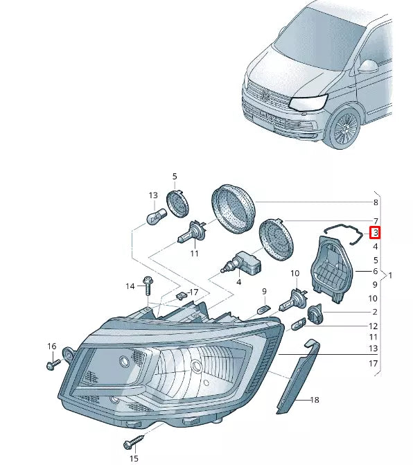 NEW VW TRANSPORTER T6 DIPPED HEADLIGHT COVER RETAINING CLIP 7E0941160 ORIGINAL