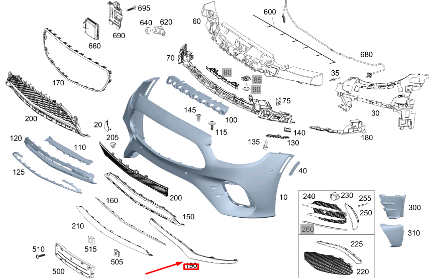 new mercedes-benz e c238 front left bumper molding trim a2138852103 original