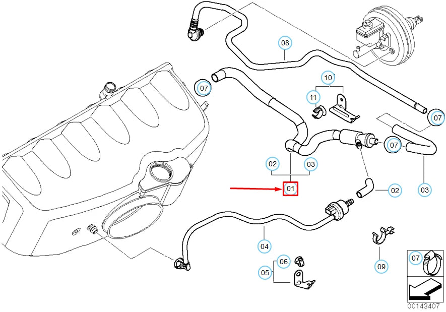NEW BMW 3 E46 VACUUM CONTROL SUCKING JET PUMP WITH LINES 11617836744 ORIGINAL