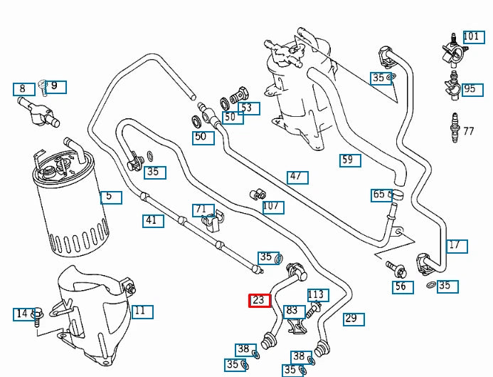 NEW MB A W168 ENGINE DIESEL FUEL FILTER HOSE PIPE A6680701632 ORIGINAL