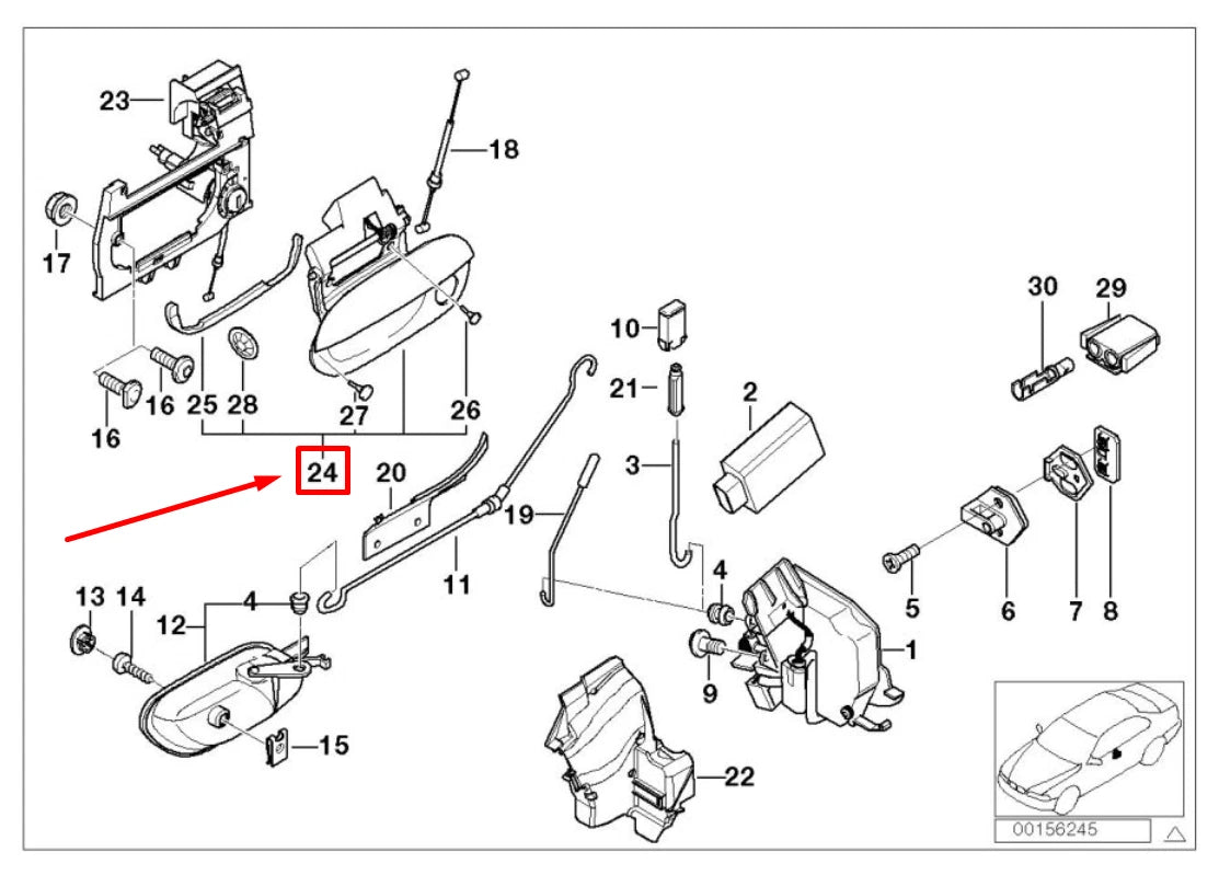 NEW BMW 5 E39 FRONT LEFT DOOR EXTERIOR HANDLE 8245461 51218245461 ORIGINAL