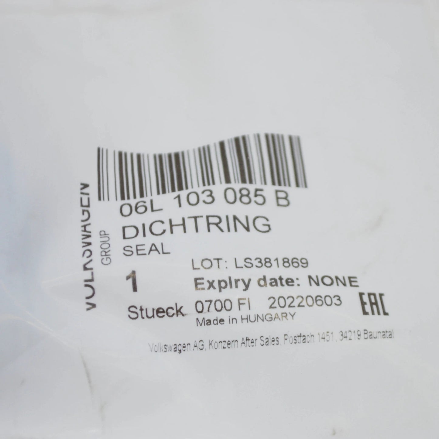 NEW AUDI A1 MK1 CRANKSHAFT OIL SEAL 06L103085B ORIGINAL