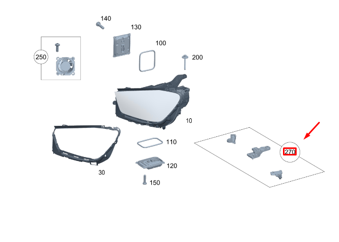 new mb gle w167 front right headlamp holder repair kit a1678204003 original