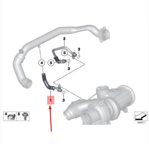 new bmw 5 f10 coolant pipe supply line 11537649070 7649070 original