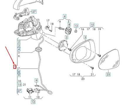 NEW AUDI A3 8V FRONT LEFT DOOR MIRROR ASSEMBLY 8V5857409AA9B9 ORIGINAL