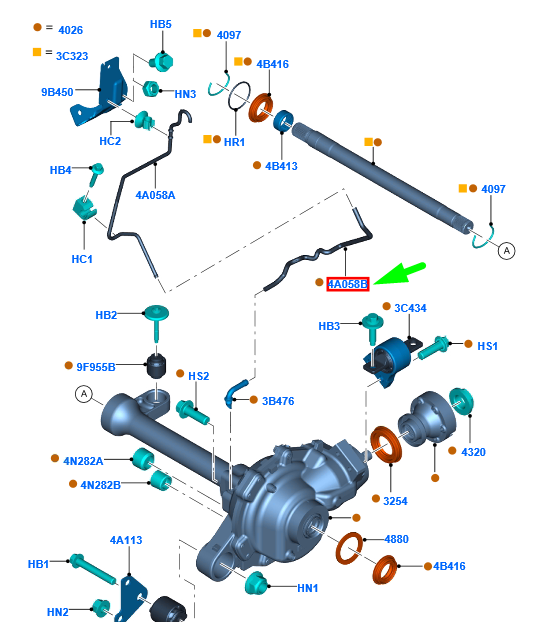 new ford ranger t6 front axle hose jb3g-3n226-cc 2400787 original