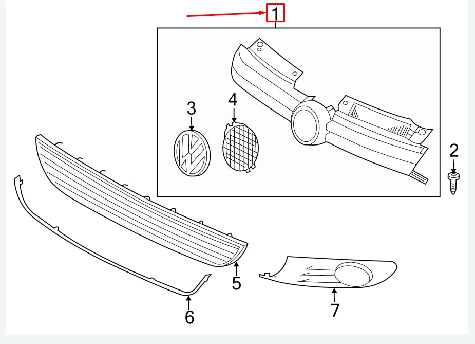 NEW VW GOLF VI AJ MK6 FRONT RADIATOR GRILLE 1K9853651EZLL ORIGINAL