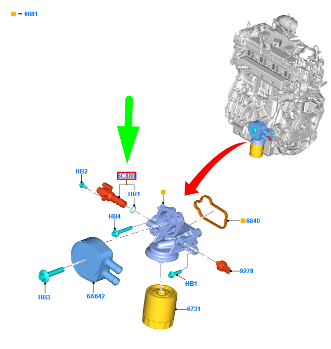 new ford focus c519 mk4 oil cooler solenoid assy 2126087 jt4e-6c880-aa original