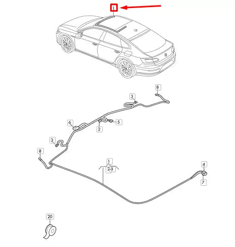 NEW VOLKSWAGEN ARTEON 3H7 ROOF CABLE HARNESS 3G8971100A