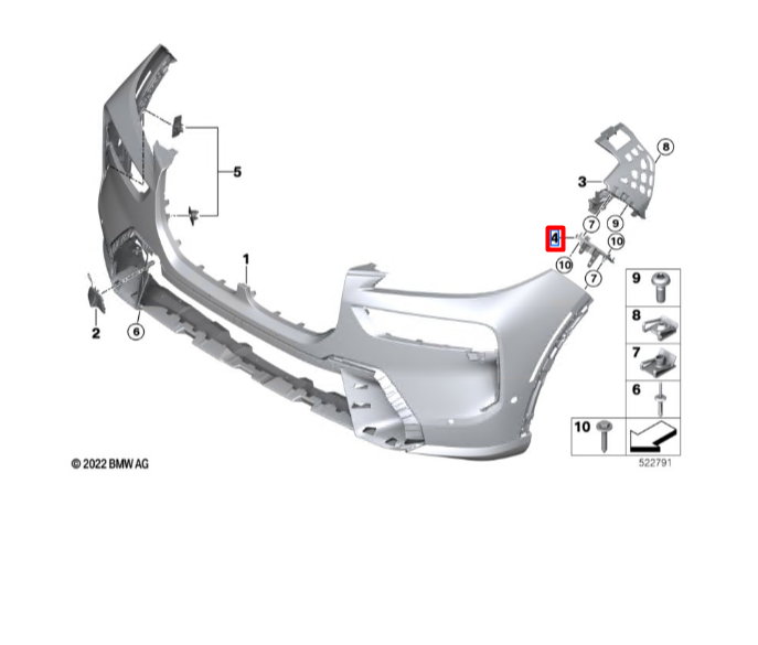 new bmw x7 g07 front right bumper bracket 51119881248 original
