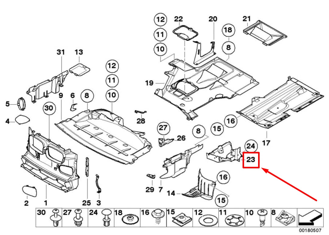 NEW BMW 5 E39 UPPER LEFT ENGINE COMPARTMENT COVER 51718187497 8187497 ORIGINAL