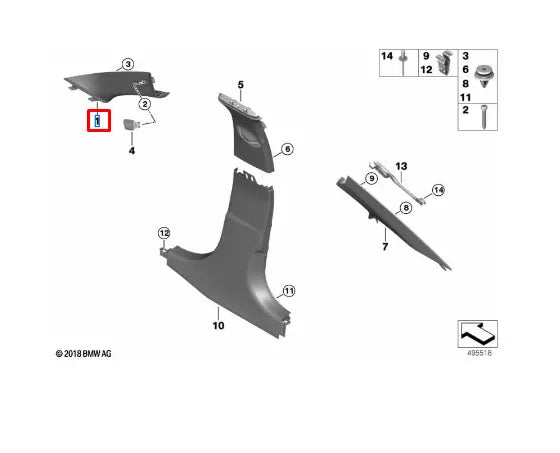 NEW BMW 3 G20 FRONT RIGHT A-PILLAR COLUMN TRIM 51438079310 8079310 ORIGINAL