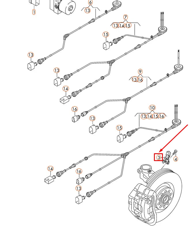 NEW VOLKSWAGEN AMAROK REAR RIGHT ABS WHEEL SPEED SENSOR 2H0927808A