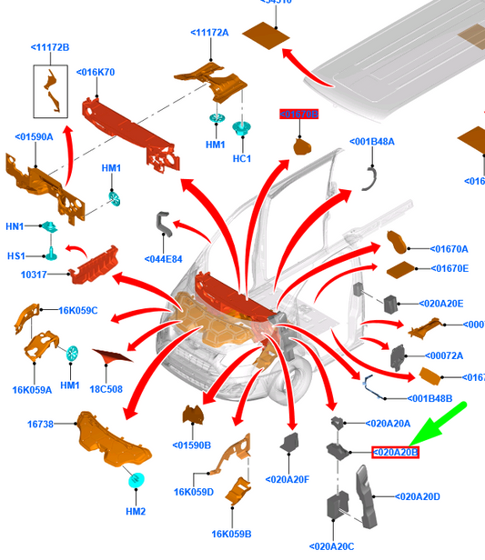 new ford tourneo custom cowl panel insulator 1771869 bk21-v020a20-db original