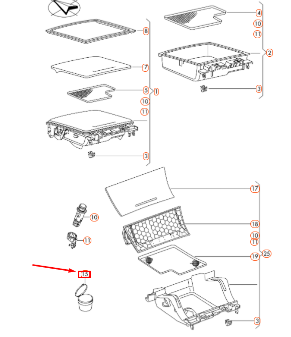 NEW VW PASSAT B8 ASHTRAY WITH HOUSING 56185796182V ORIGINAL