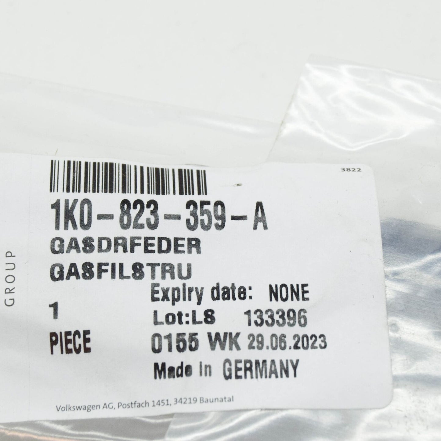 NEW VOLKSWAGEN GOLF 1K MK5 FRONT BONNET GAS STRUT 1K0823359A ORIGINAL