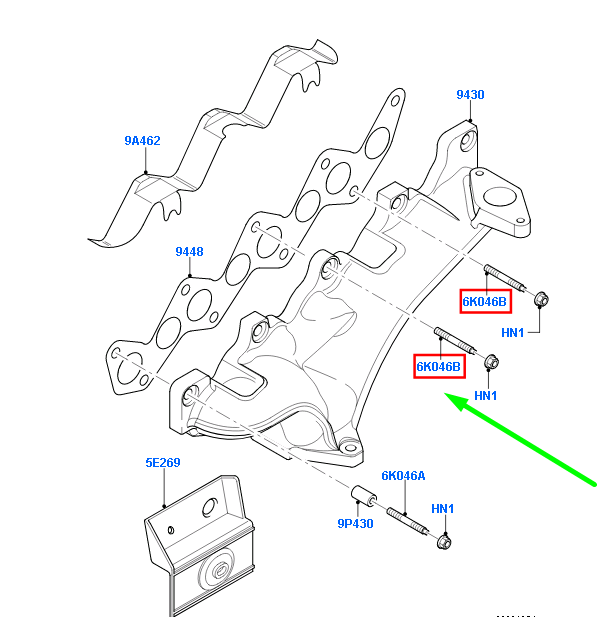 new ford kuga mk1 c394 exhaust manifold stud 1308125 3m5q-6k046-aa original