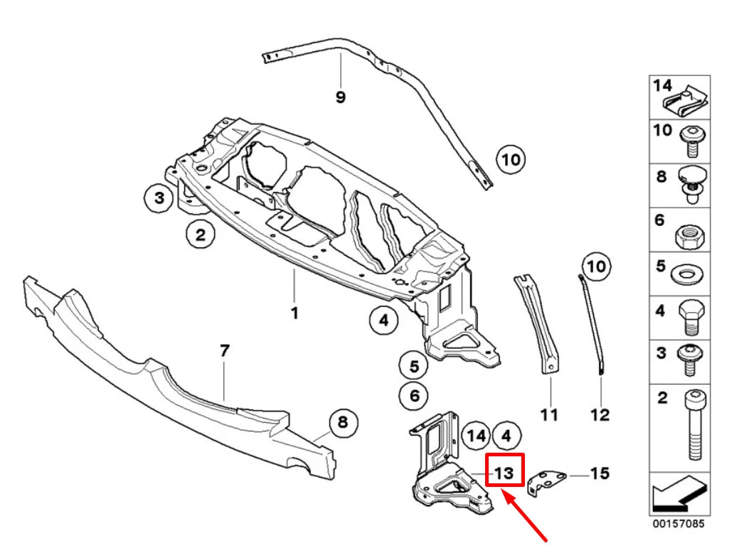 NEW BMW Z4 ROADSTER E85 LEFT HEADLIGHT BRACKET 51717197211 7197211 ORIGINAL