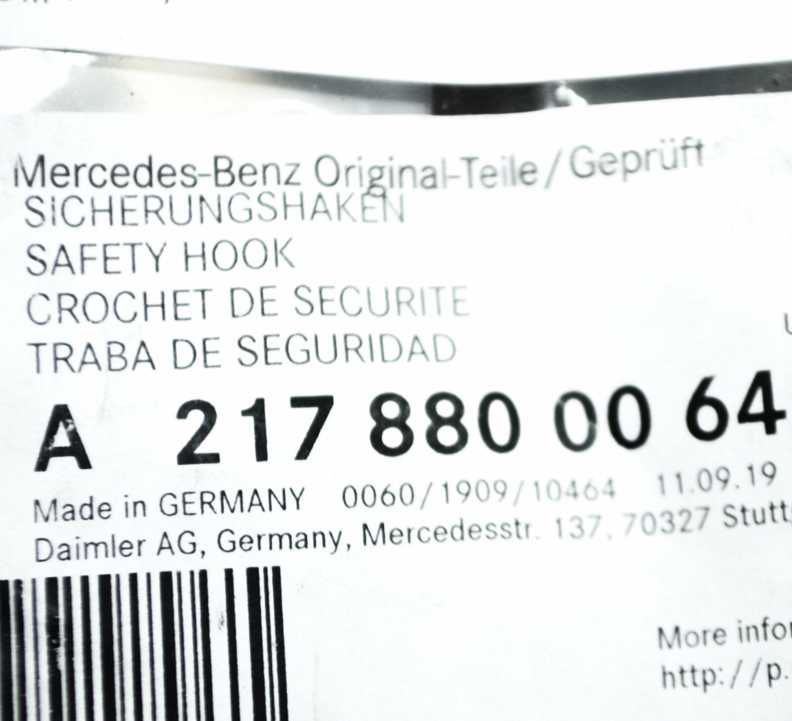 NEW MERCEDES-BENZ S C217 FRONT HOOD SAFETY RETAINING HOOK A2178800064 ORIGINAL