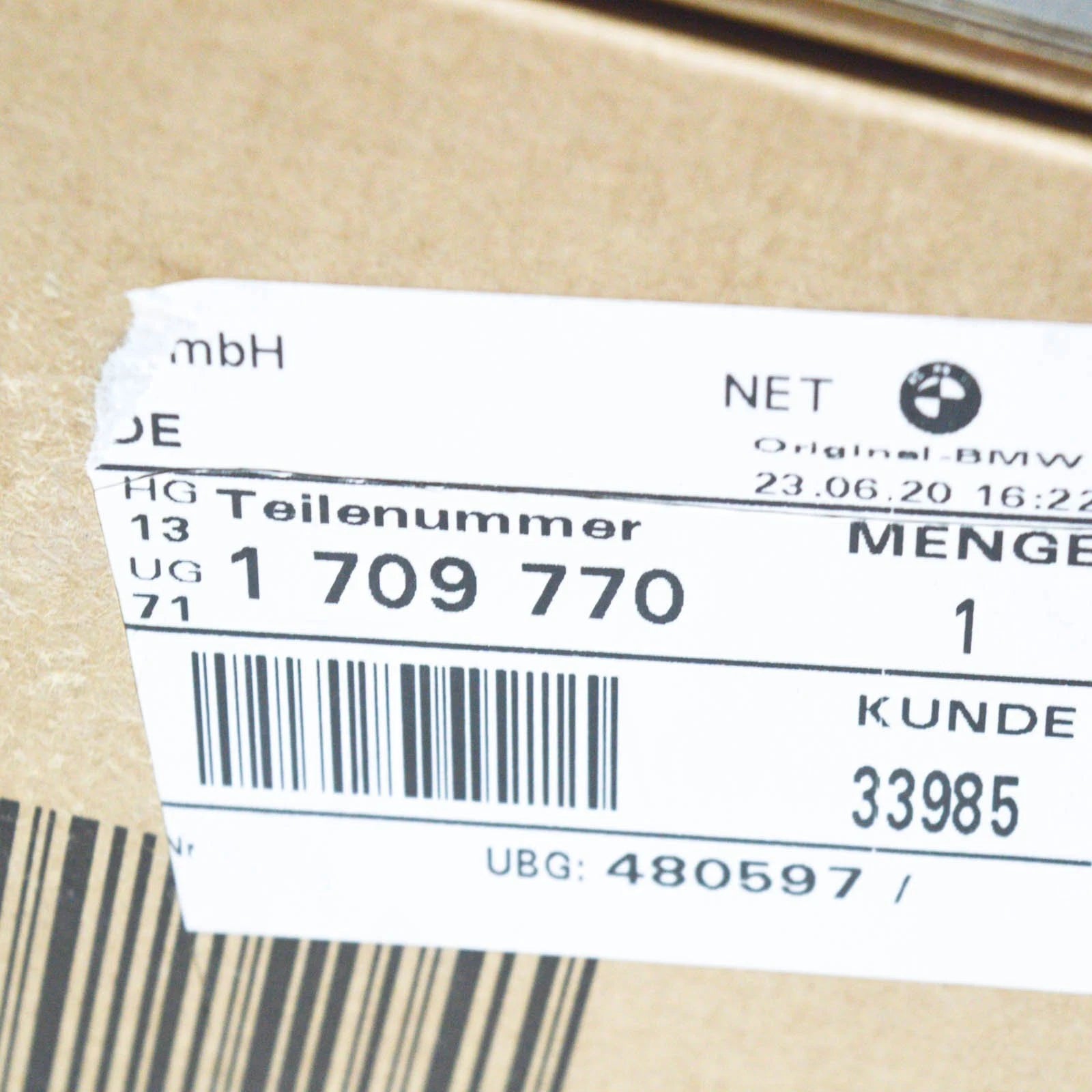 NEW BMW 3 E30 AIR FILTER INTAKE TUBE 13711709770 ORIGINAL