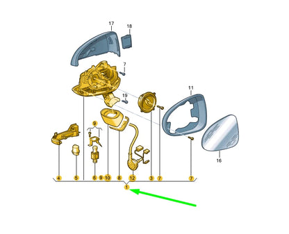 NEW VW TOUAREG 7P FRONT RIGHT DOOR MIRROR HOUSING LHD 7P6857508L9B9 ORIGINAL