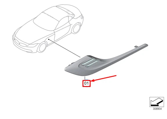 NEW BMW Z4 E89 CHROME TURN INDICATOR LAMP RIGHT FENDER 63137303244 ORIGINAL