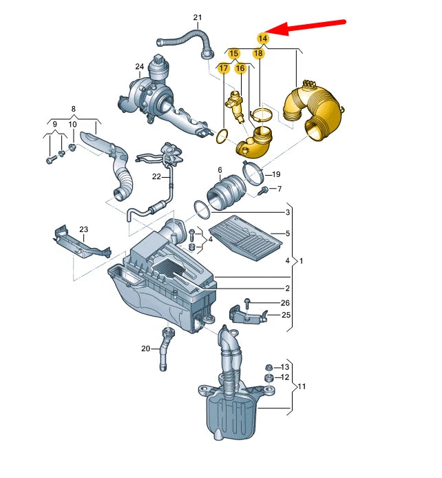 NEW VOLKSWAGEN BEETLE A5 AIR HOSE 1K0129654BJ ORIGINAL