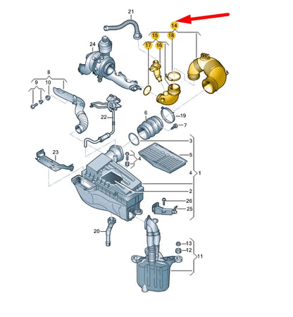 NEW VOLKSWAGEN BEETLE A5 AIR HOSE 1K0129654BJ ORIGINAL