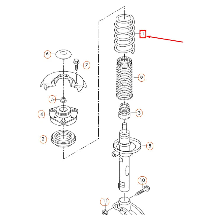 NEW VOLKSWAGEN EOS FRONT COIL SPRING 1K0411105BJ ORIGINAL