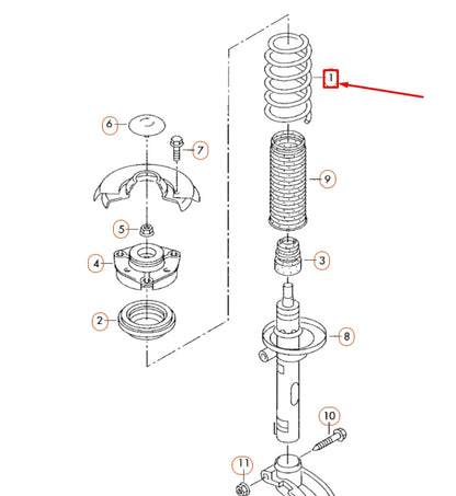 NEW VOLKSWAGEN EOS FRONT COIL SPRING 1K0411105BJ ORIGINAL