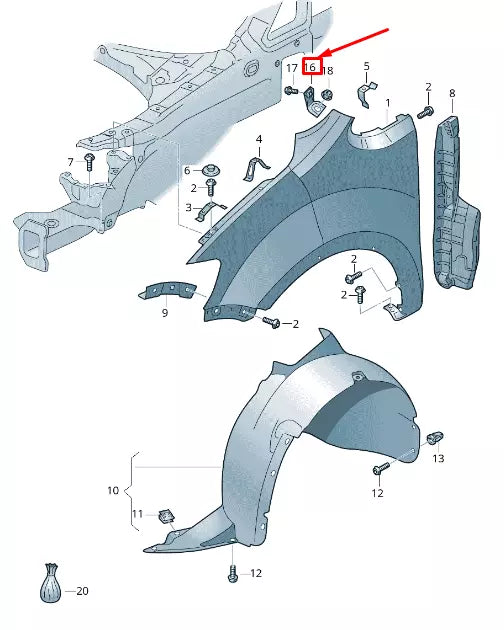 NEW VW SHARAN 7N RIGHT FENDER BRACKET 7N0821150