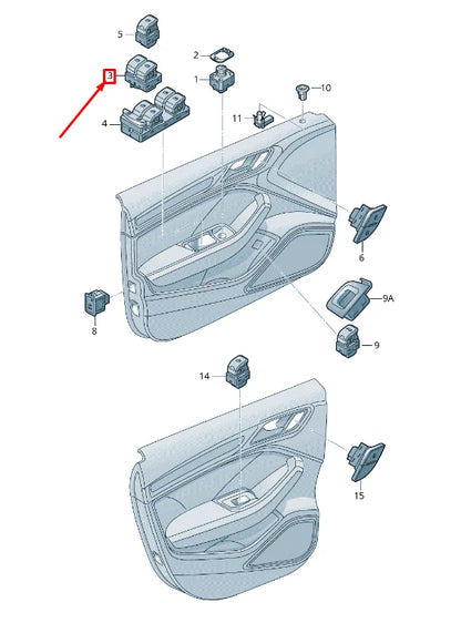 NEW AUDI TT FV FRONT LEFT DOOR WINDOW SWITCH 8V0959851B ORIGINAL