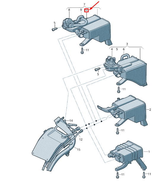 new vw touareg mk2 activated charcoal container hose 7p0201342 original