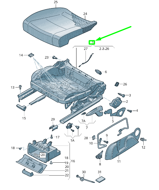 new volkswagen passat b8 3g front right seat rake adjustment 8k0881094 original