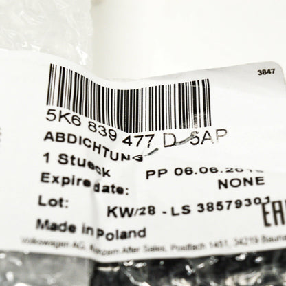 NEW VOLKSWAGEN GOLF MK6 REAR LEFT WINDOW APERTURE SEAL 5K6839477D5AP