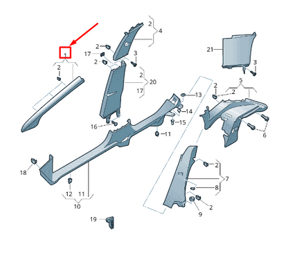 new seat leon 5f right upper a-pillar trim 5f0867234k95t original