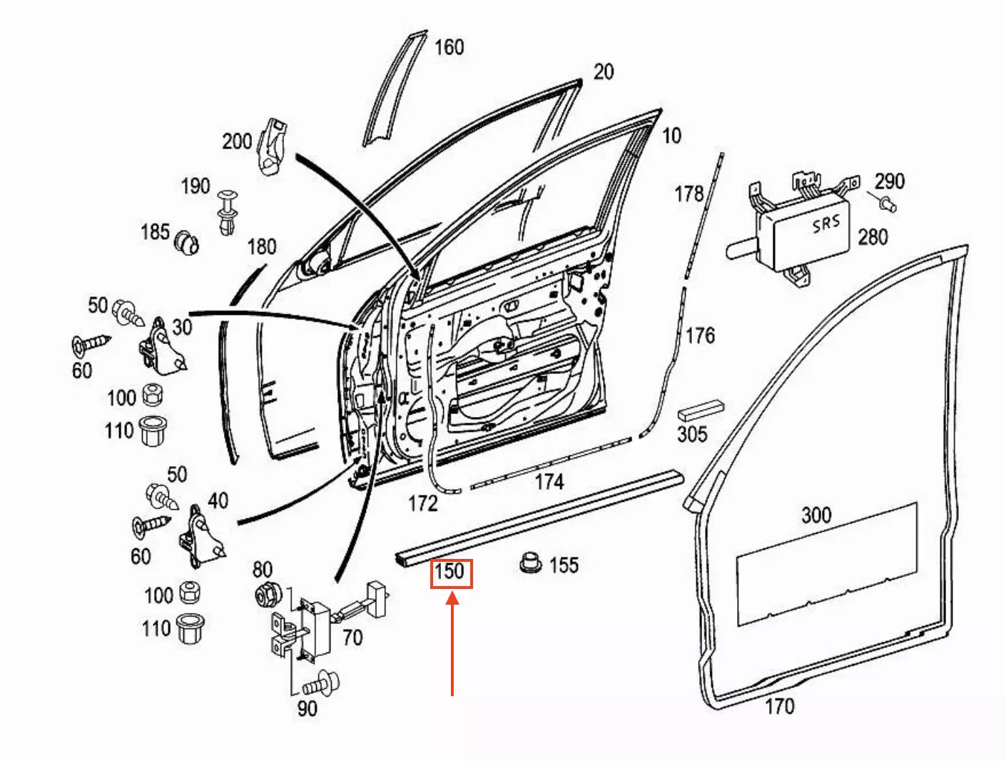 NEW MERCEDES-BENZ C W203 FRONT DOOR BOTTOM COVER STRIP A203690738264