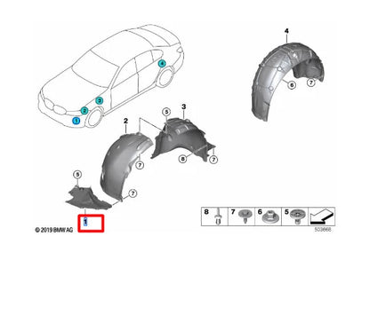 NEW BMW 2 COUPE G42 FRONT LEFT WHEEL HOUSING BOTTOM COVER 51718098221 ORIGINAL