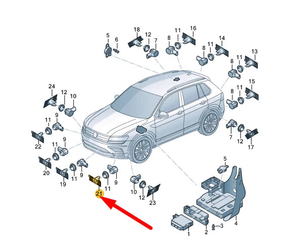 NEW VW TIGUAN AD MK2 FRONT BUMPER LEFT PARK SENSOR BRACKET 5NA919493D ORIGINAL