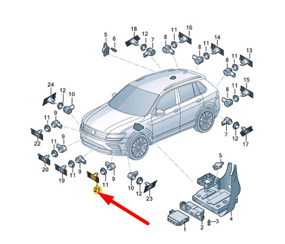 NEW VW TIGUAN AD MK2 FRONT BUMPER LEFT PARK SENSOR BRACKET 5NA919493D ORIGINAL