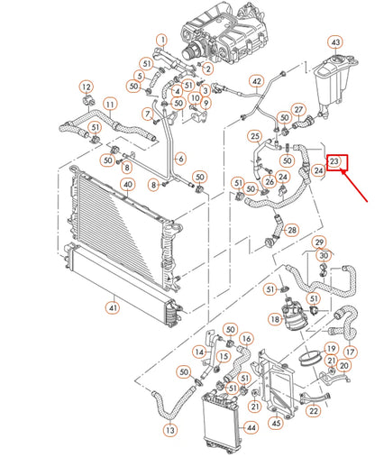 NEW AUDI A4 B8 LEFT CENTER RADIATOR COOLANT HOSE 8K0145920C ORIGINAL
