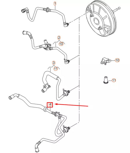NEW VOLKSWAGEN CC BRAKE SERVO VACUUM PIPE LHD 3AA612041R ORIGINAL