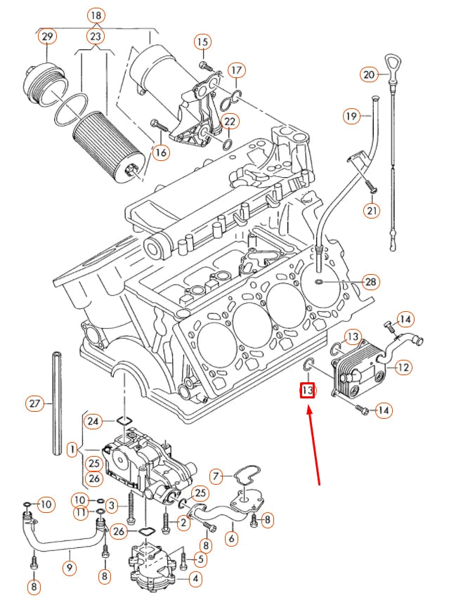 NEW AUDI A4 B7 OIL COOLER O-RING SEAL 079103121AD ORIGINAL