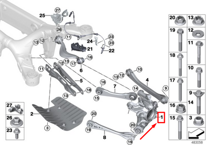 new bmw m8 g16 rear left suspension knuckle 6854117 33306854117 original
