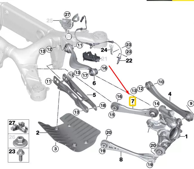 NEW BMW X3 G01 REAR LEFT GUIDING SUSPENS LINK W RUBBER MOUNT 33306871005
