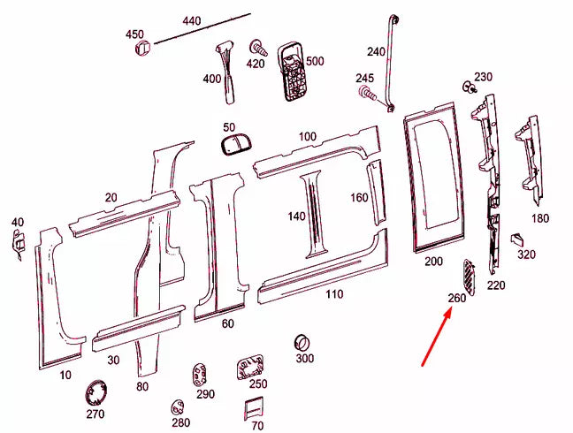 NEW MERCEDES-BENZ SPRINTER 906 D-PILLAR BOTTOM COVER A90669208227J69 ORIGINAL