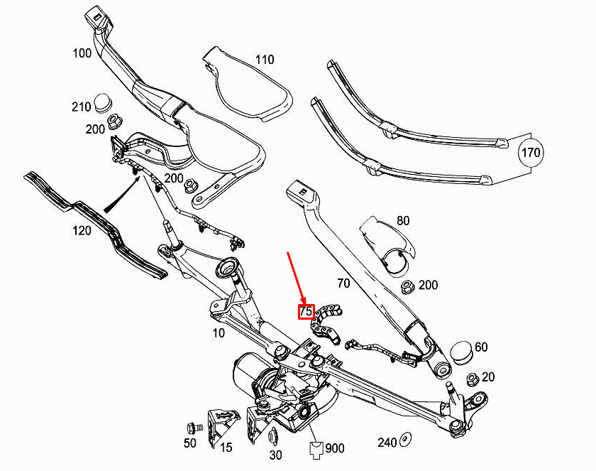 new mercedes-benz sl r231 front wiper arm bracket a2318240114 original